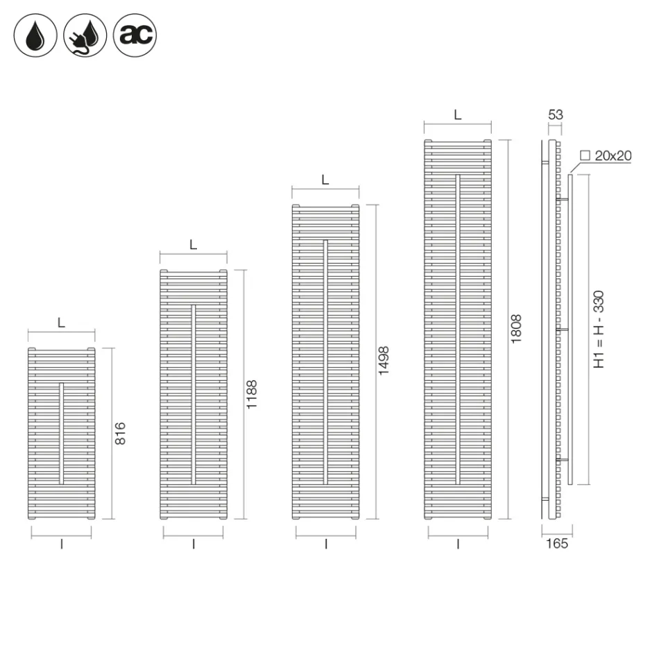 Termoarredo Misto con Asta Portasalviette in Acciaio Made in Italy - Lux Viadurini