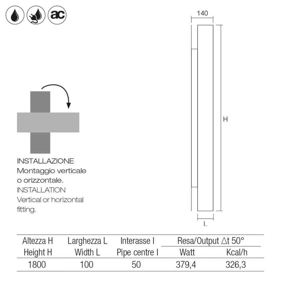 Termoarredo Misto Orizzontale o Verticale in Acciaio Made in Italy - Ember Viadurini