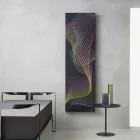 Termoarredo Moderno Elettrico a Parete in Acciaio con Decoro 1000 Watt - Kelvin Viadurini