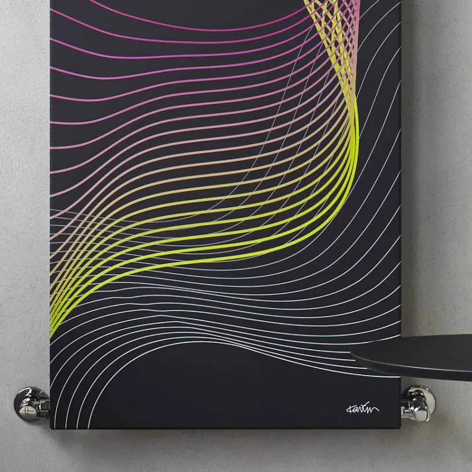 Termoarredo Moderno Idraulico a Parete in Acciaio con Decoro 839 Watt - Kelvin Viadurini