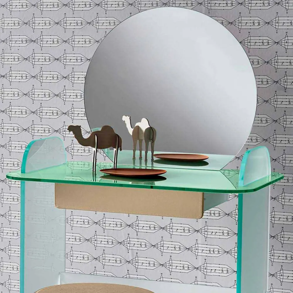 Toeletta da Trucco con Specchio e Cassetto in Vetro 3 Finiture - Salvie Viadurini