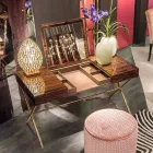 Toeletta moderna con piano apribile in legno di ebano lucido Ada 3 Viadurini