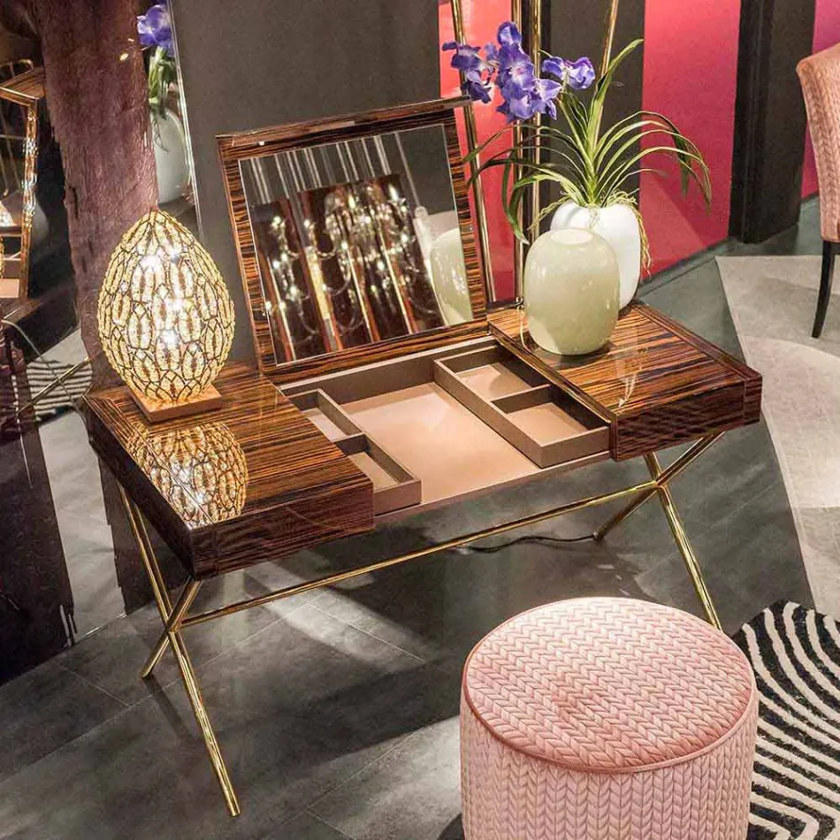 Toeletta moderna con piano apribile in legno di ebano lucido Ada 3 Viadurini