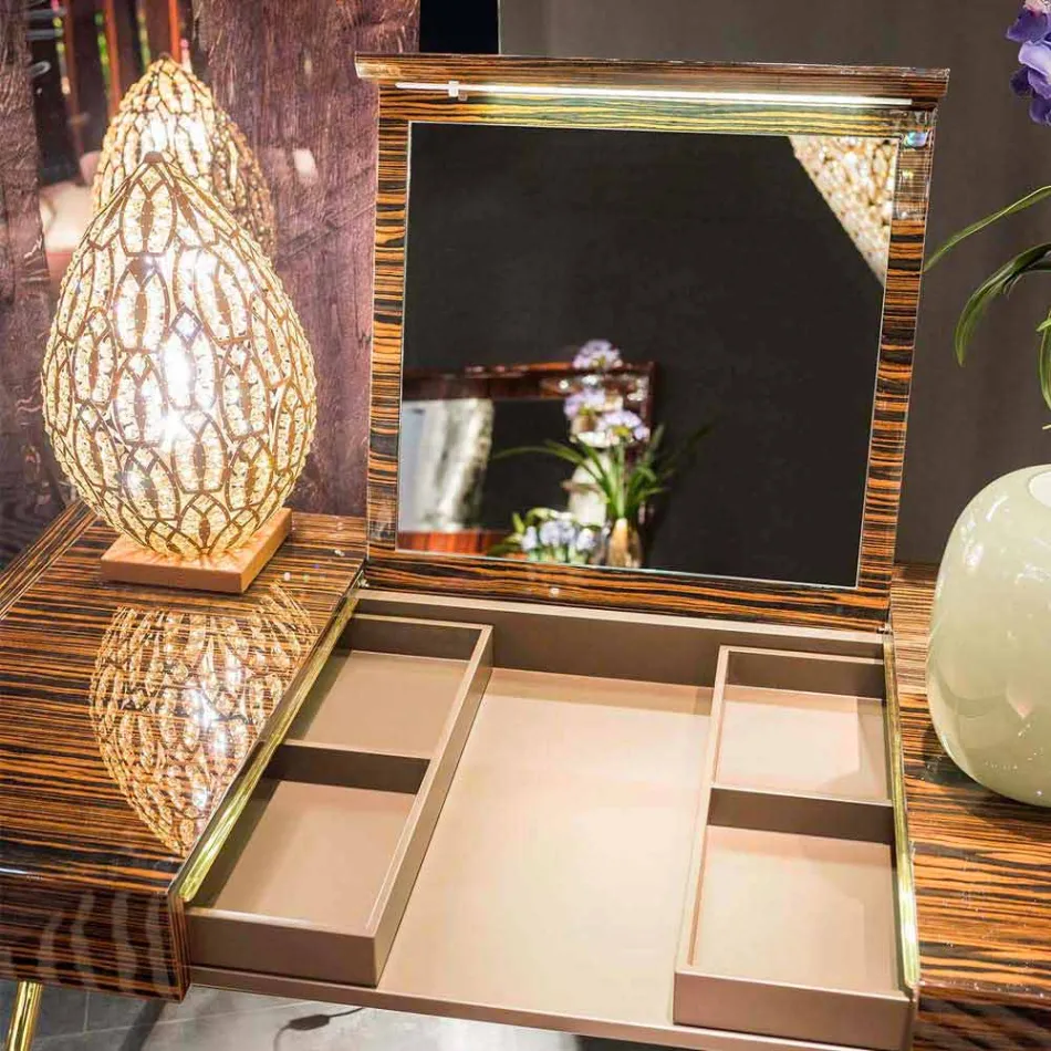 Toeletta moderna con piano apribile in legno di ebano lucido Ada 3 Viadurini