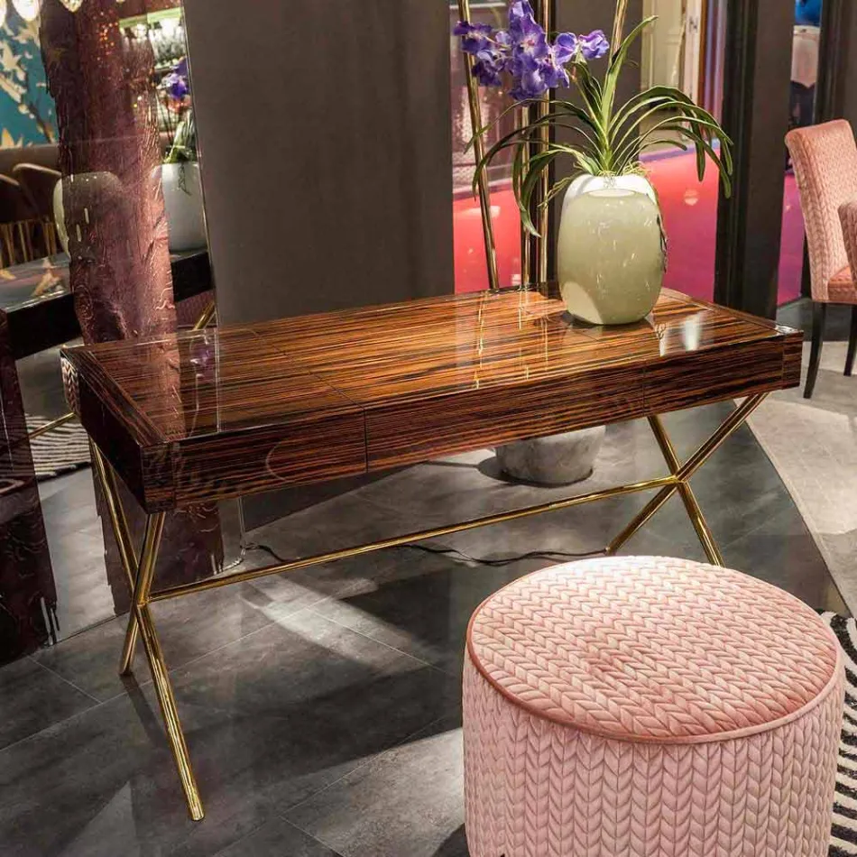 Toeletta moderna con piano apribile in legno di ebano lucido Ada 3 Viadurini