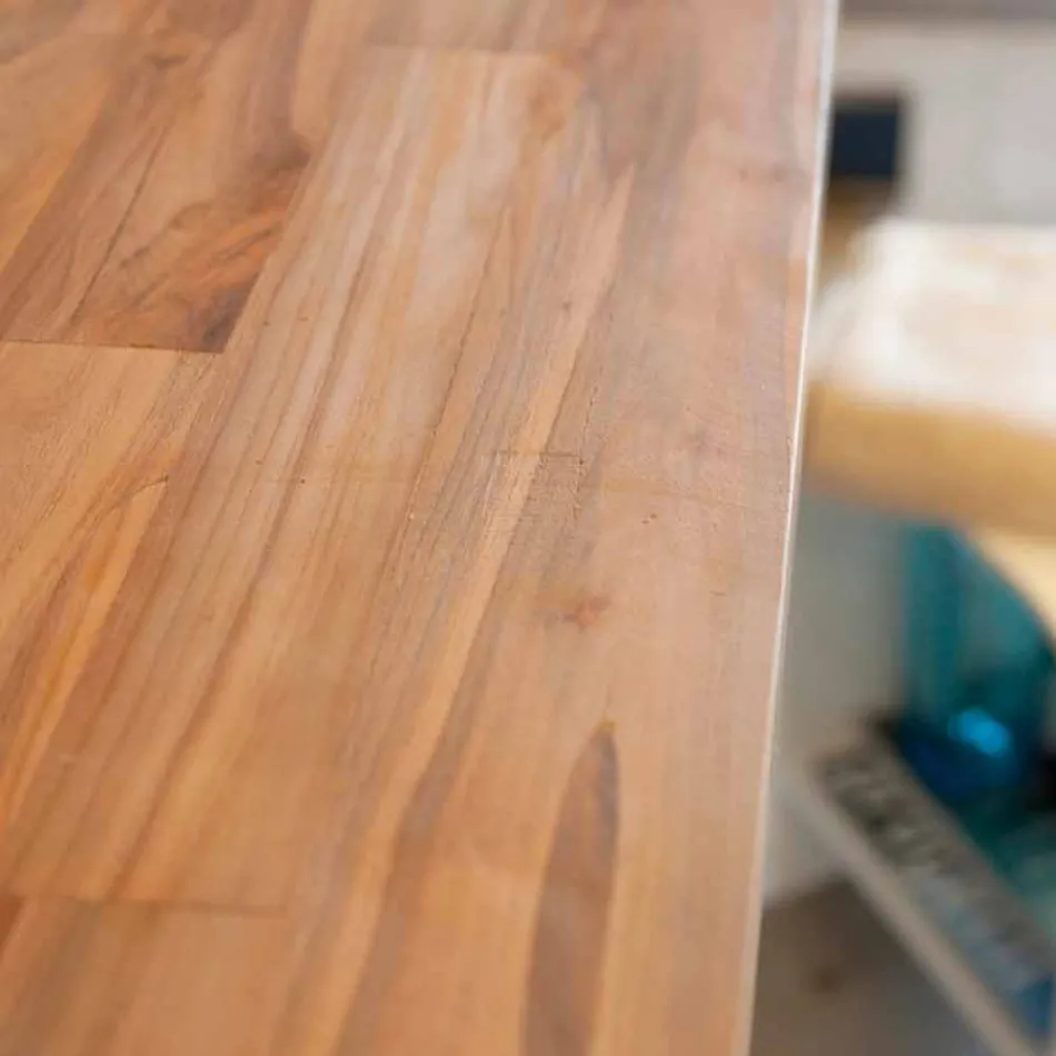 Top appoggio lavabo sospeso da bagno in teak listellare Norcia Viadurini