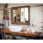 Top appoggio lavabo sospeso da bagno in teak listellare Norcia Viadurini