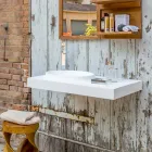 Top in Solid Surface sospeso con lavabo integrato Arona Viadurini