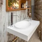 Top in Solid Surface sospeso con lavabo integrato Arona Viadurini