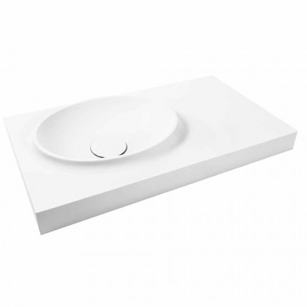 Top in Solid Surface sospeso con lavabo integrato Arona Viadurini