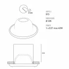 Toscot Battersea faro ad incasso grande Ø22,5 cm made in Toscana Viadurini