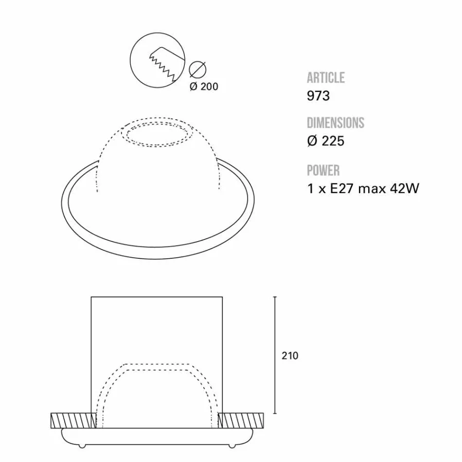 Toscot Battersea faro ad incasso grande Ø22,5 cm made in Toscana Viadurini