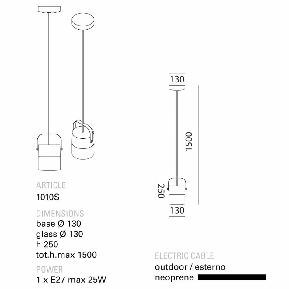 Toscot Swing lampada a sospensione in vetro soffiato made in Toscana Viadurini
