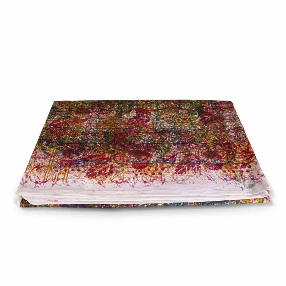 Tovaglia Artigianale in Cotone Stampa Realizzata a Mano Pezzo Unico - Marchi Viadurini