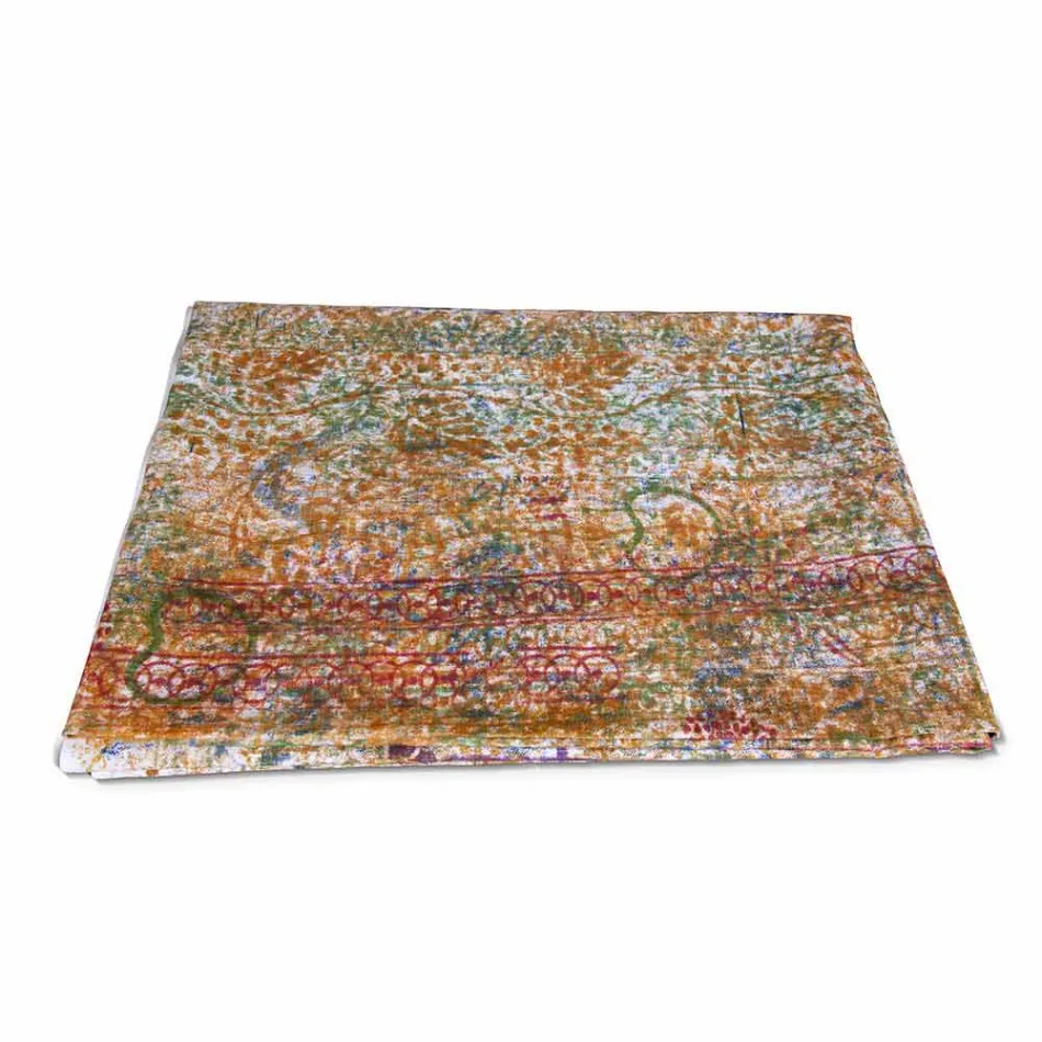 Tovaglia d'Arte Italiana con Stampa a Mano in Cotone Pezzo Unico - Marchi Viadurini