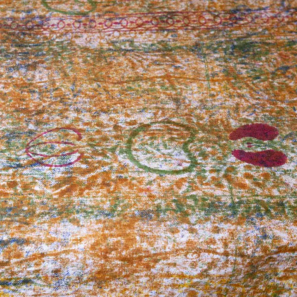 Tovaglia d'Arte Italiana con Stampa a Mano in Cotone Pezzo Unico - Marchi Viadurini