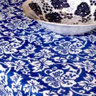 Tovaglia d’Artigianato Italiano 100% Lino con Stampa a Mano Pezzo Unico - Marchi Viadurini