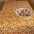 Tovaglia d’Artigianato Italiano 100% Lino con Stampa a Mano Pezzo Unico - Marchi Viadurini