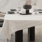 Tovaglia in Lino Bianco o Burro con Pizzo Farnese Design Rettangolare - Kippel Viadurini