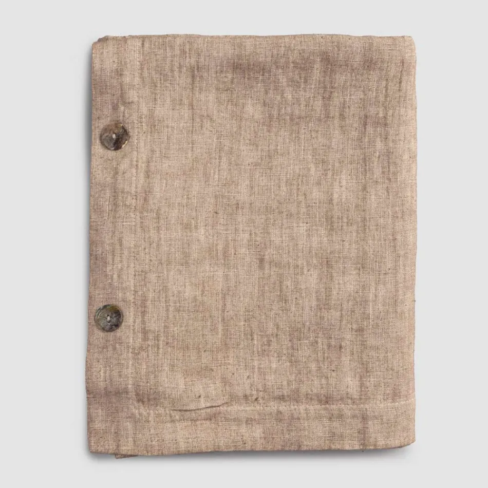 Tovaglia in Lino Rettangolare con Asole e 10 Bottoni, di Lusso - Mediterranea Viadurini