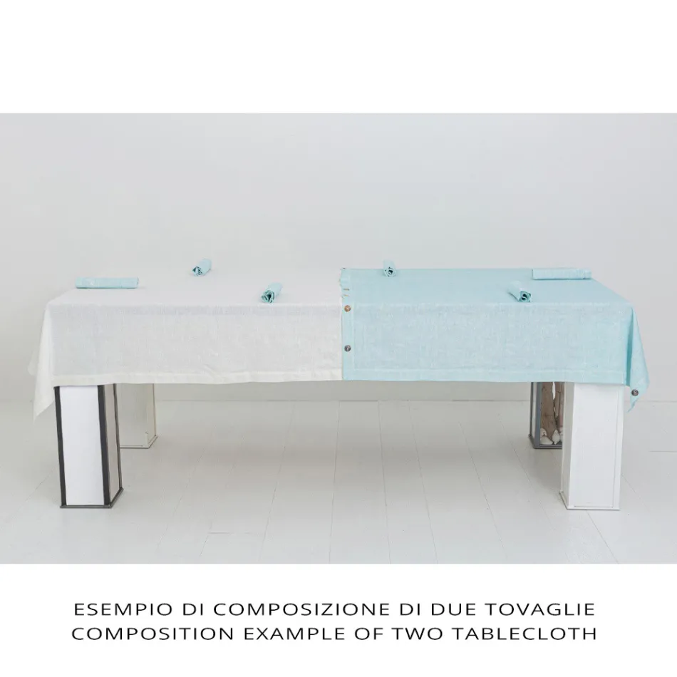 Tovaglia Lino Colorato con Asole e 12 Bottoni Lusso Componibile - Mediterranea Viadurini