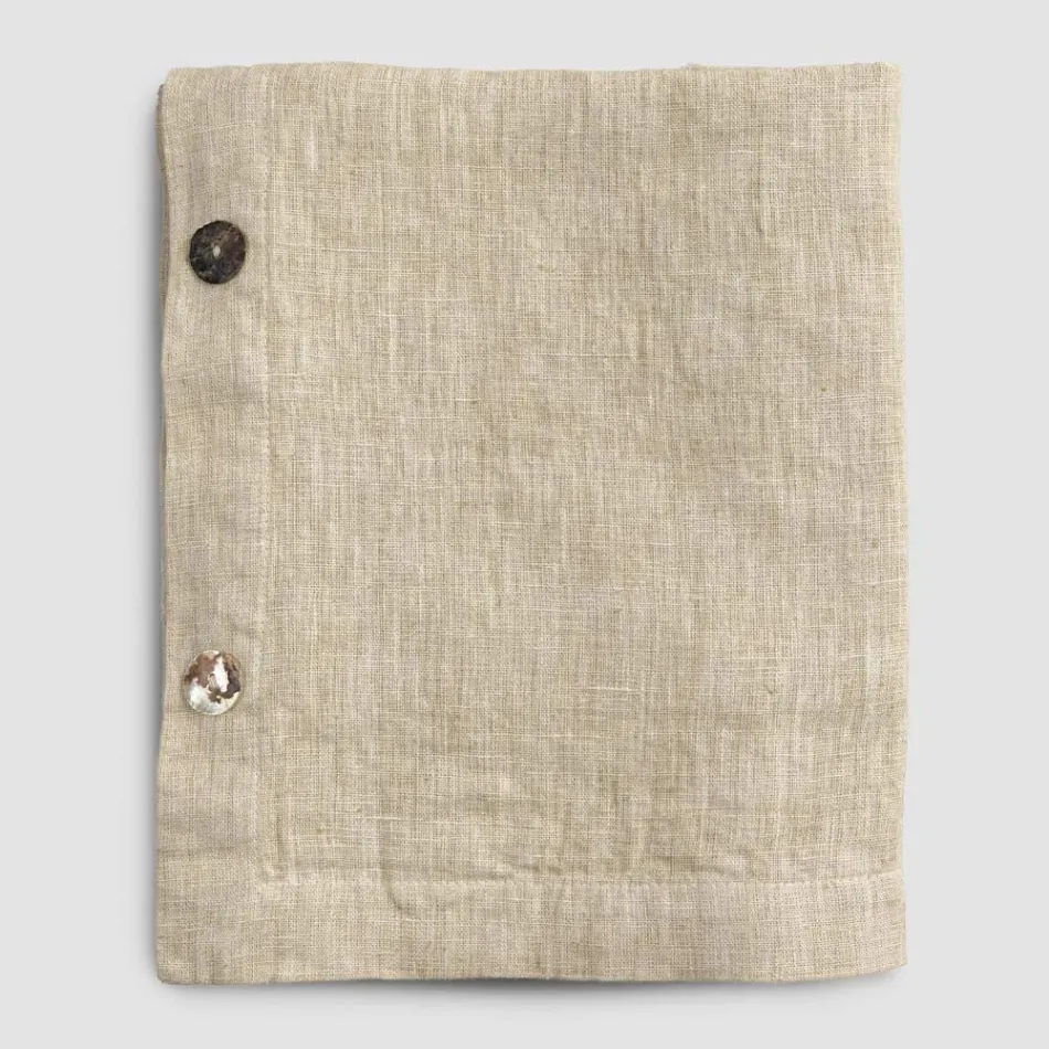 Tovaglia Lino Colorato con Asole e 12 Bottoni Lusso Componibile - Mediterranea Viadurini