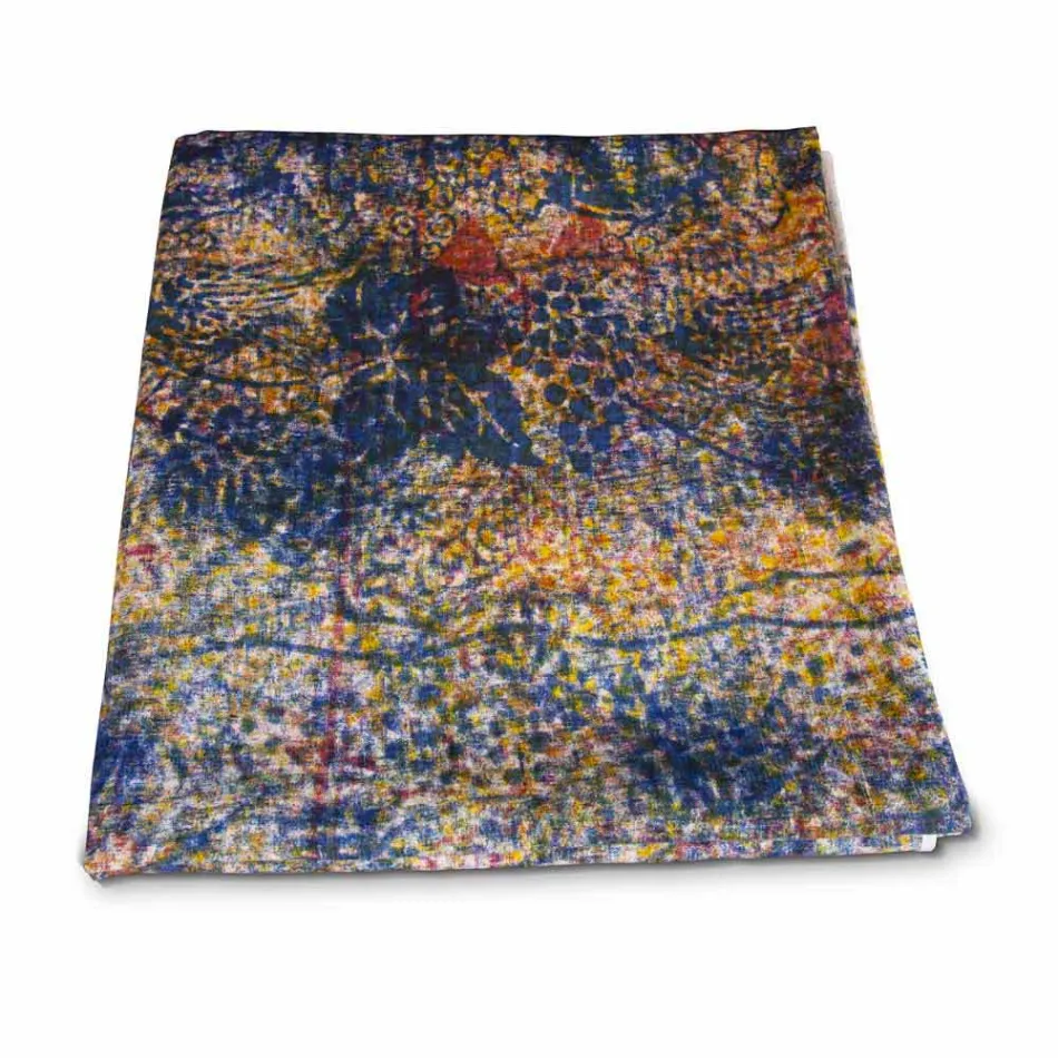 Tovaglia Pregiata d’Alto Artigianato Italiano in Cotone Stampato a Mano - Marchi Viadurini