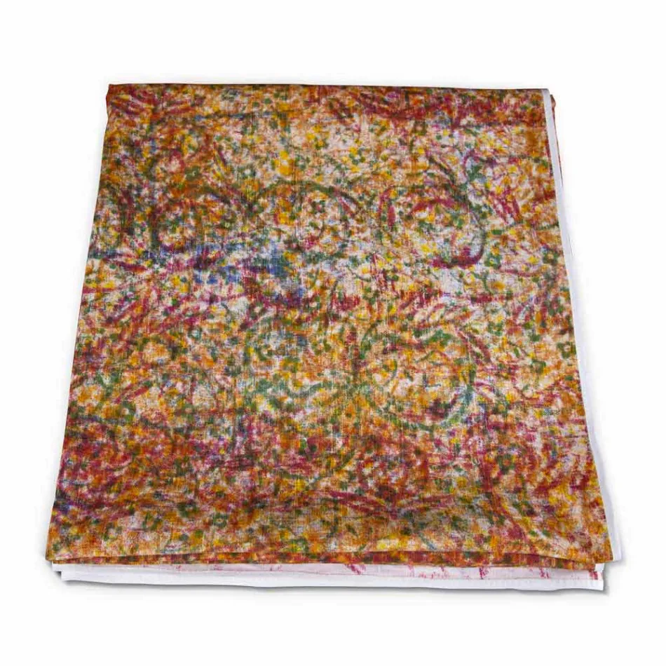 Tovaglia Pregiata d’Alto Artigianato Italiano in Cotone Stampato a Mano - Marchi Viadurini