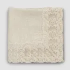 Tovaglia Quadrata in Lino Beige con Pizzo Farnese Lusso Artigianale - Kippel Viadurini