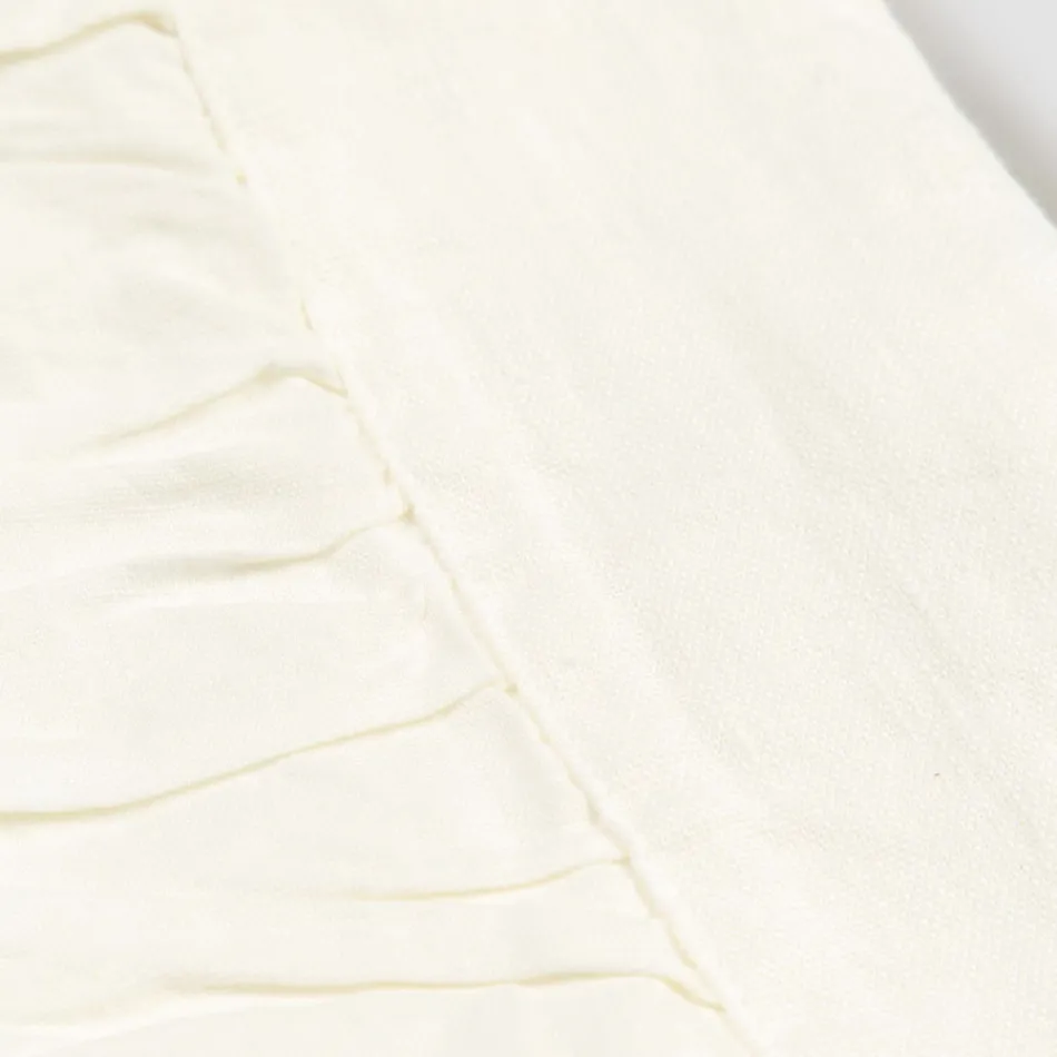 Tovaglia Rettangolare in Lino Bianco, Cornice e Goffrature Bordo Piega - Mippel Viadurini