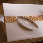 Tovaglia Stampata a Mano di Alto Artigianato Italiano in Cotone e Lino - Marchi Viadurini