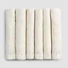 Tovaglioli in Lino con Cristalli Nero o Burro, 6 Pezzi Lusso Italiano - Prezio Viadurini