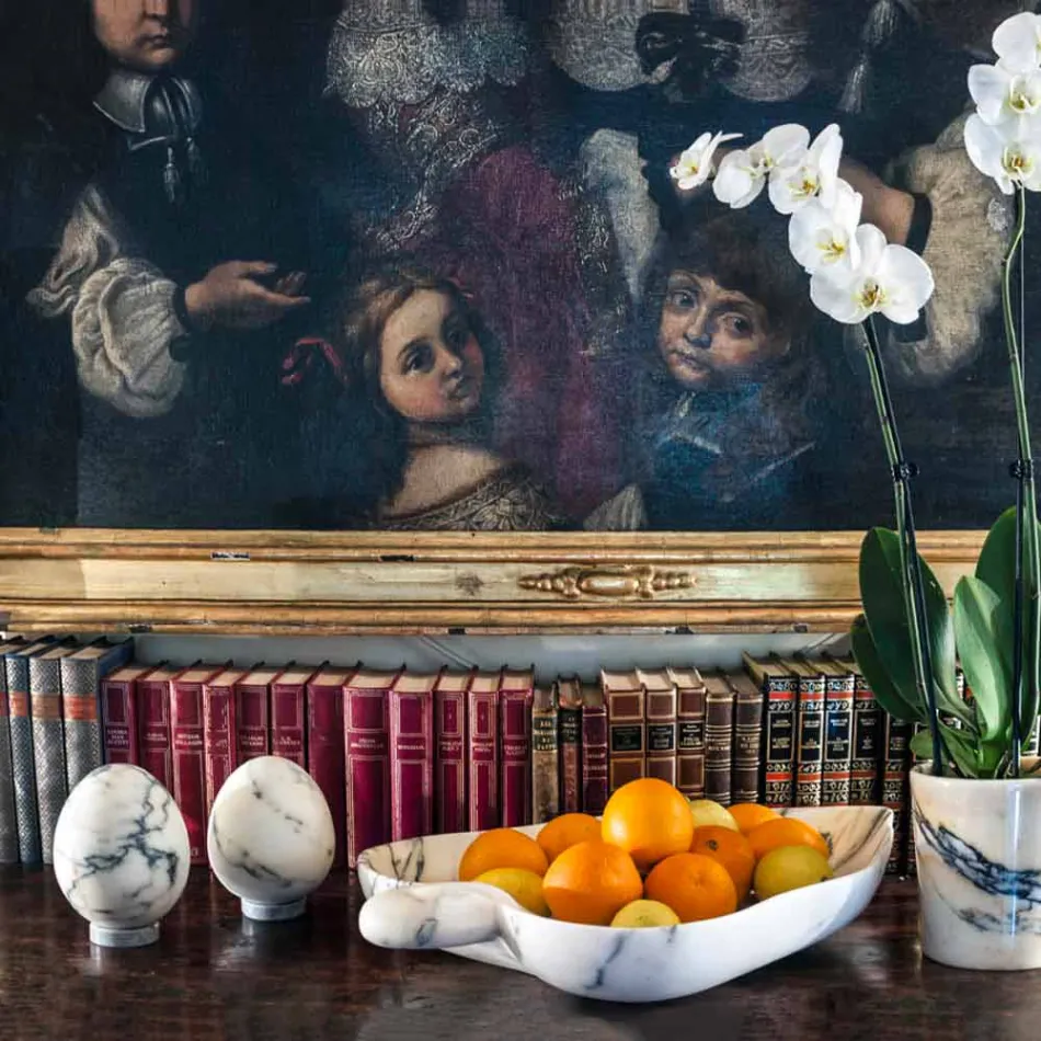 Uovo Medio di Decoro in Marmo Paonazzo Design Elegante Made in Italy - Olimo Viadurini