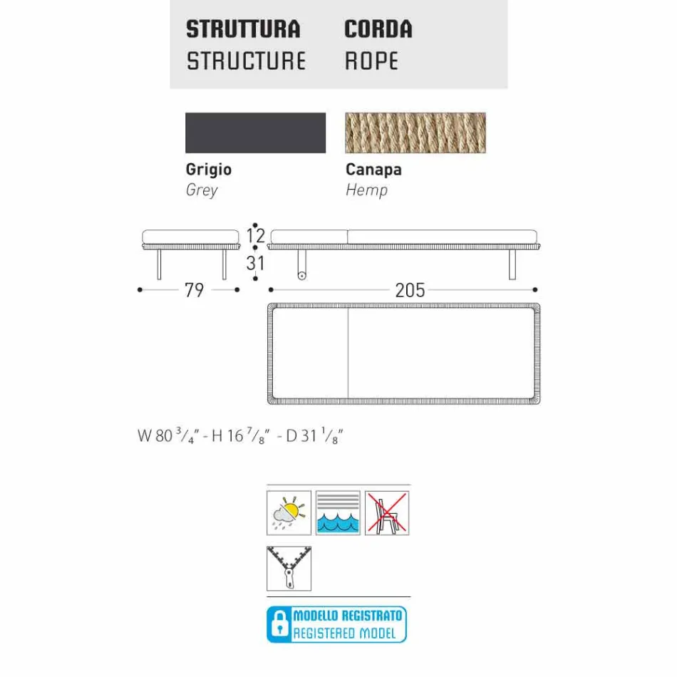 Varaschin Babylon lettino da giardino o da interno, design moderno Viadurini