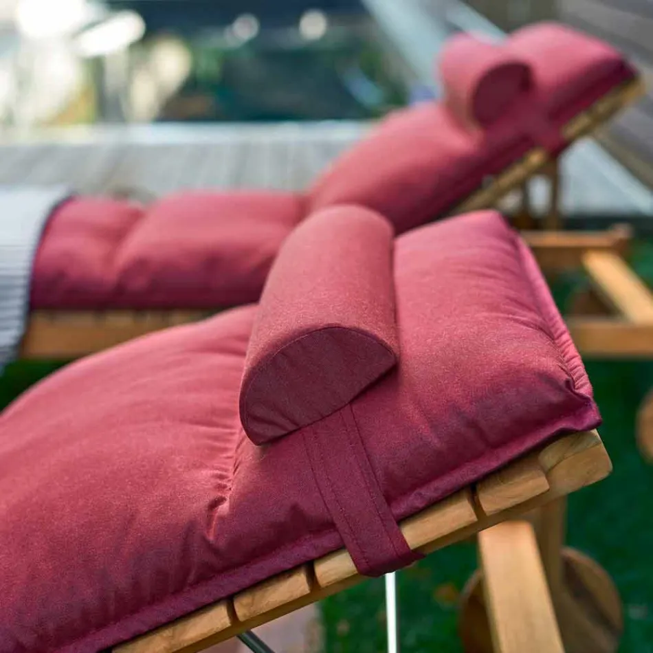 Varaschin Barcode lettino con ruote da esterno in legno di teak Viadurini