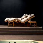 Varaschin Barcode lettino moderno da giardino / da interno in teak Viadurini