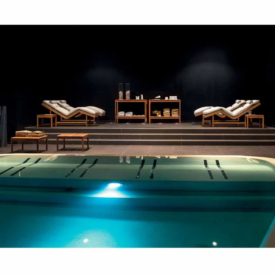 Varaschin Barcode lettino moderno da giardino / da interno in teak Viadurini