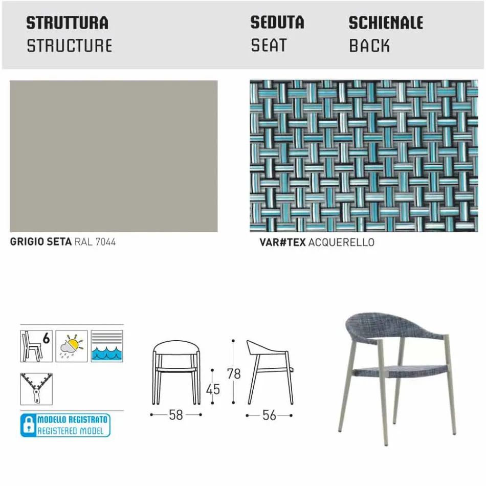 Varaschin Clever poltroncina da giardino design moderno, 6 pezzi Viadurini