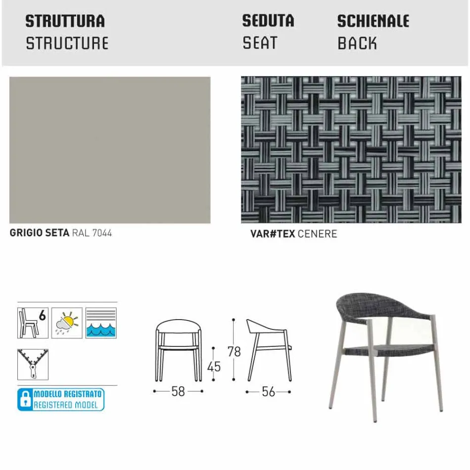 Varaschin Clever poltroncina da giardino design moderno, 6 pezzi Viadurini