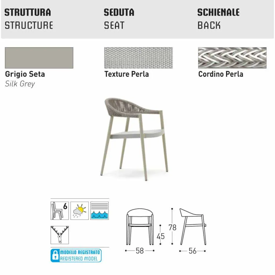 Varaschin Clever poltroncina da giardino design moderno, 6 pezzi Viadurini