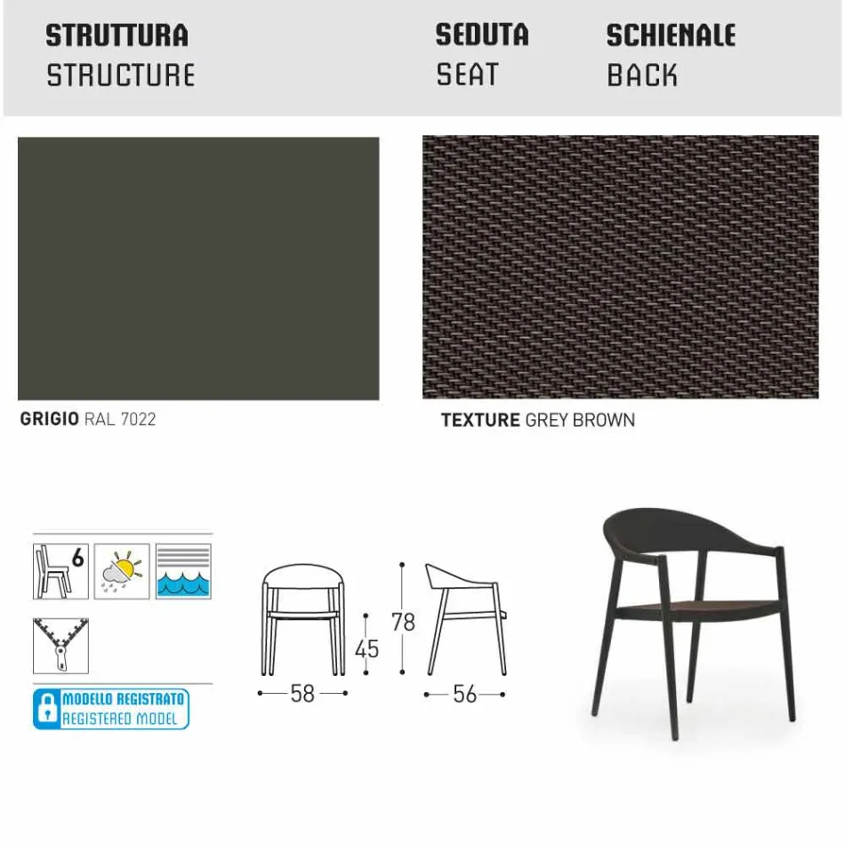 Varaschin Clever poltroncina da giardino design moderno, 6 pezzi Viadurini