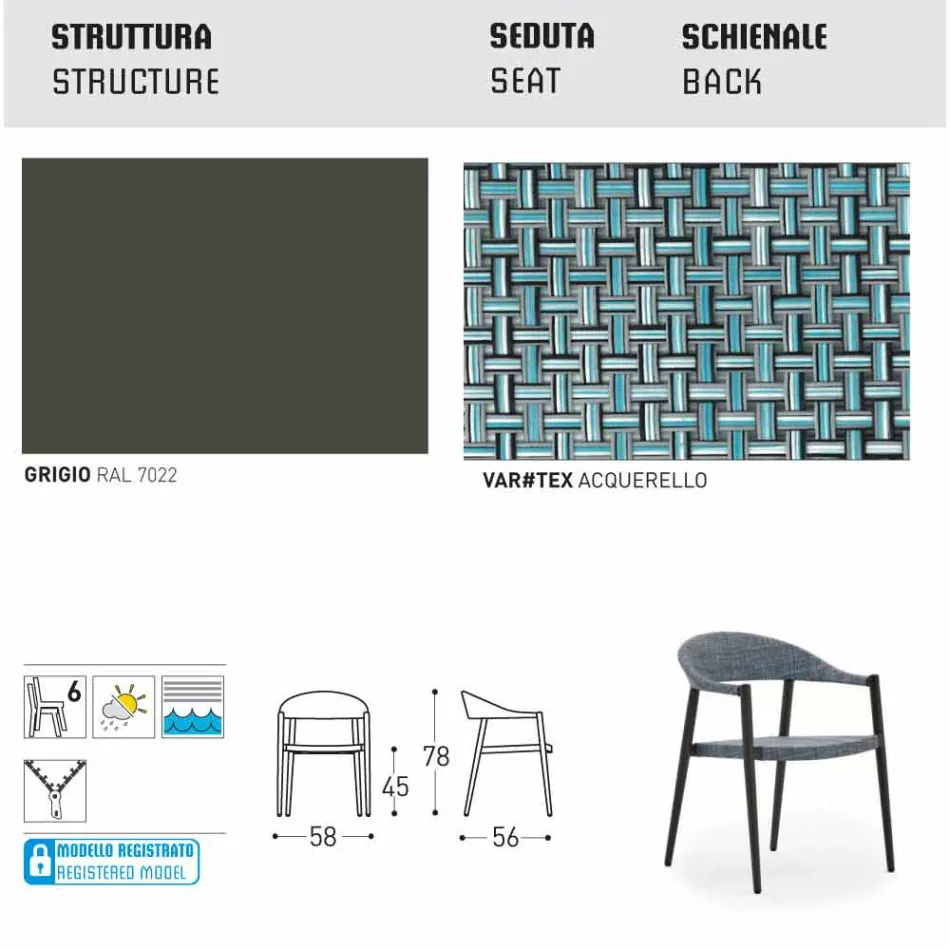 Varaschin Clever poltroncina da giardino design moderno, 6 pezzi Viadurini