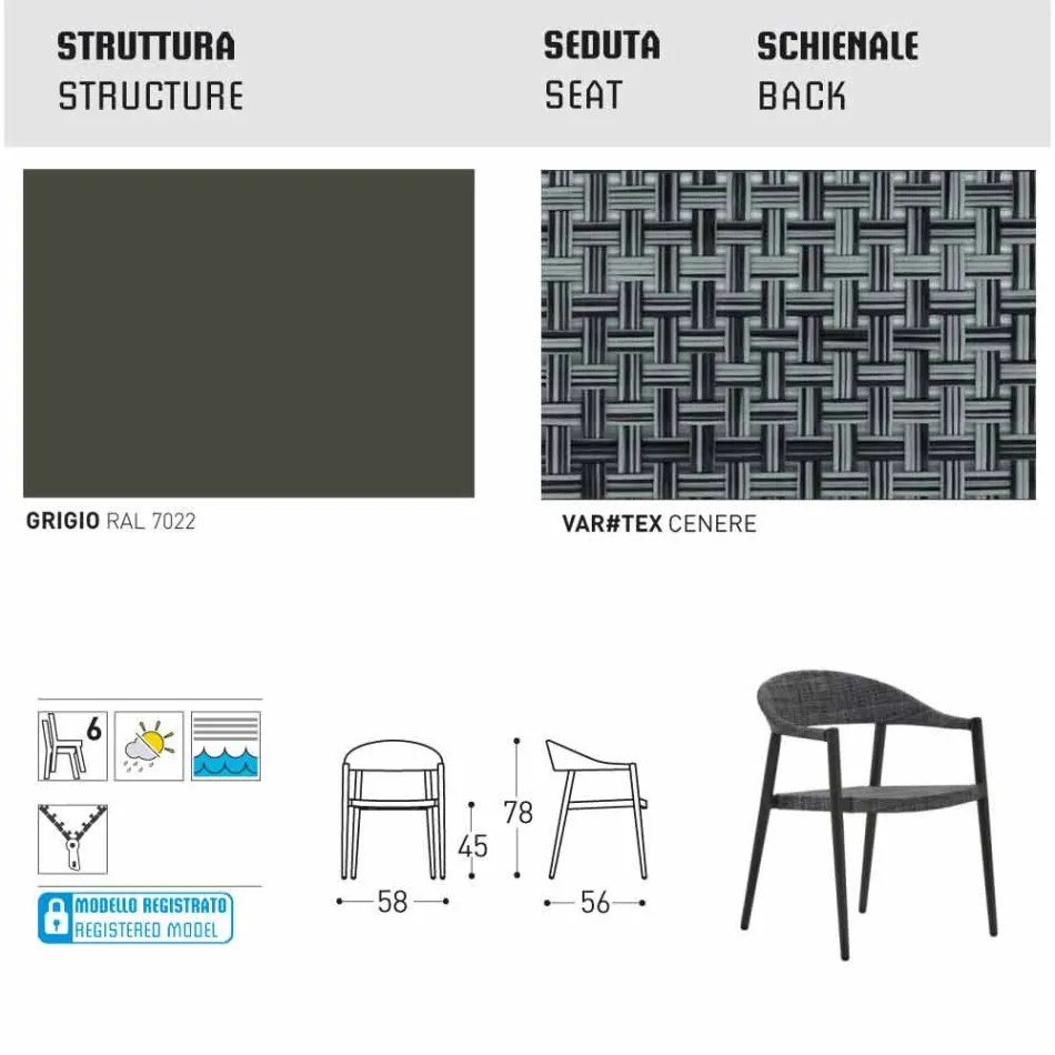 Varaschin Clever poltroncina da giardino design moderno, 6 pezzi Viadurini