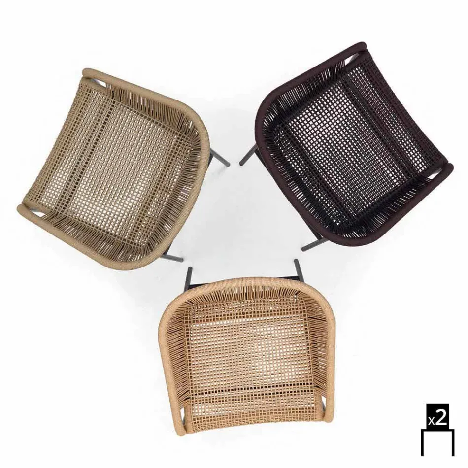 Varaschin Cricket poltroncina da esterno intrecciata a mano, 2 pezzi Viadurini