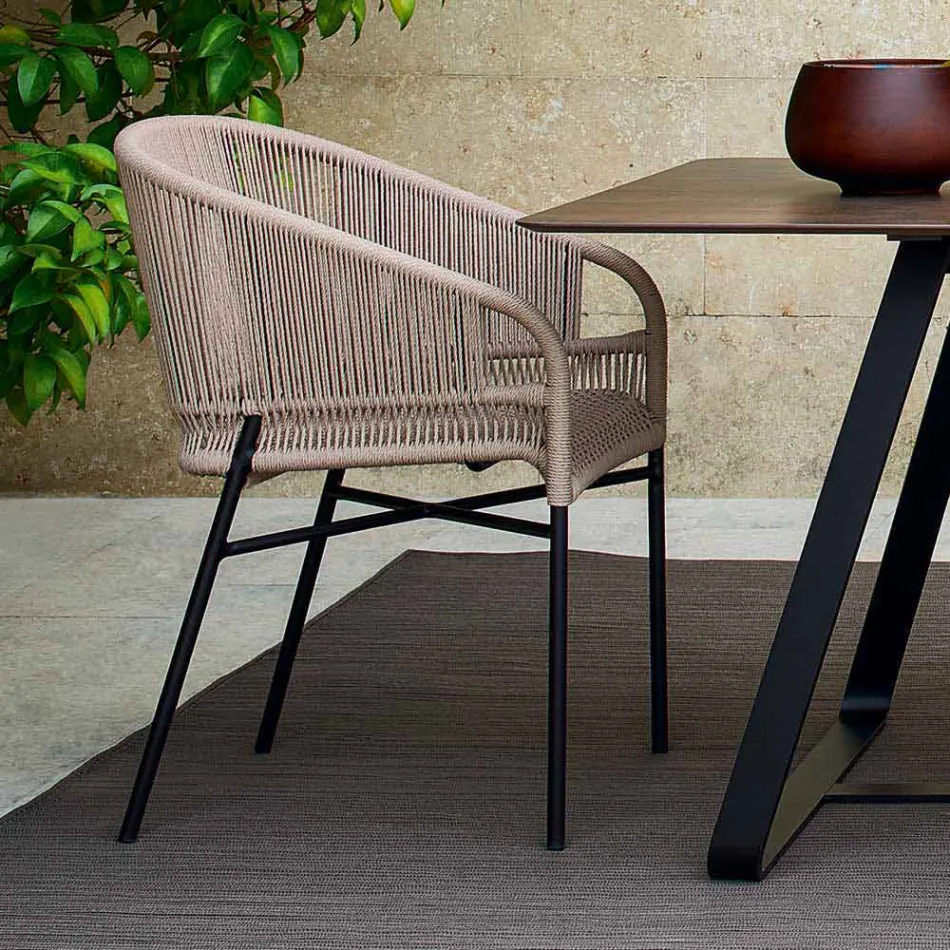 Varaschin Cricket poltroncina da esterno intrecciata a mano, 2 pezzi Viadurini