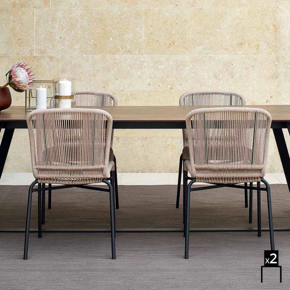 Varaschin Cricket sedia da esterno moderna intrecciata a mano, 2 pezzi Viadurini