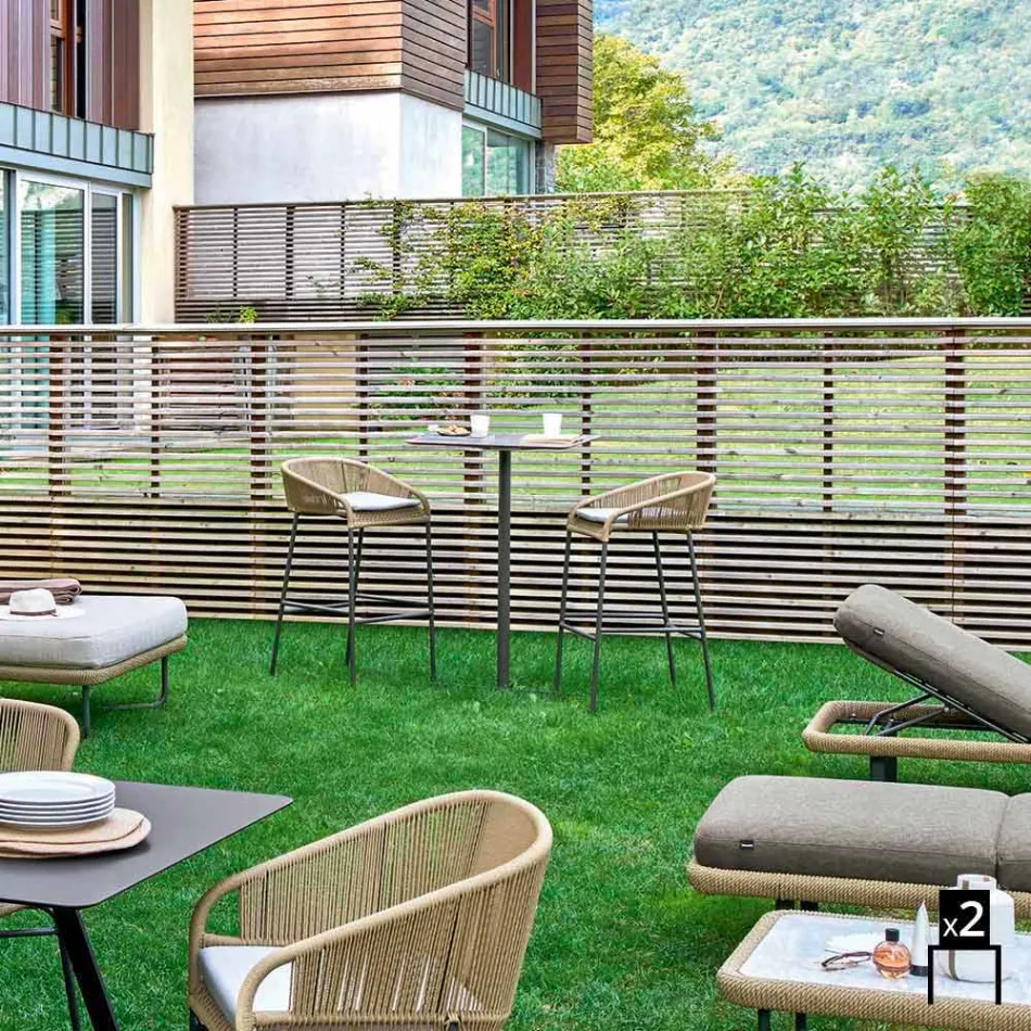 Varaschin Cricket sgabello alto da giardino design moderno, 2 pezzi Viadurini