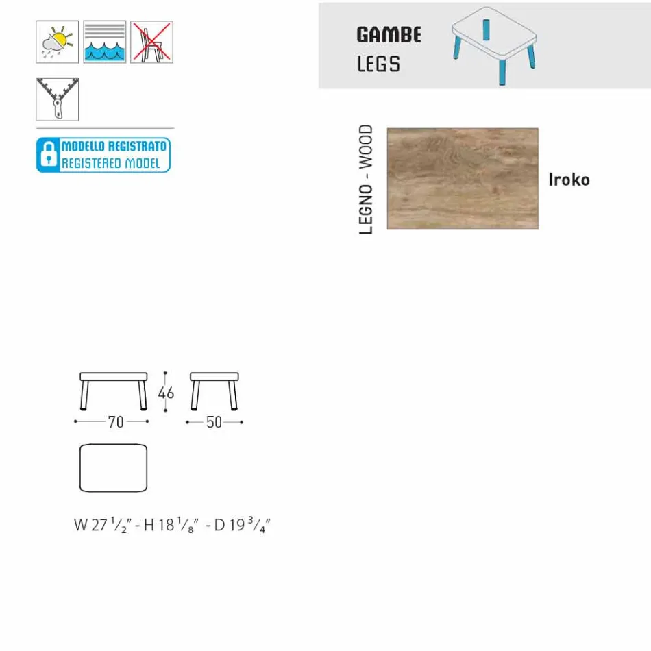 Varaschin Emma poggiapiedi da esterno di design in tessuto imbottito Viadurini