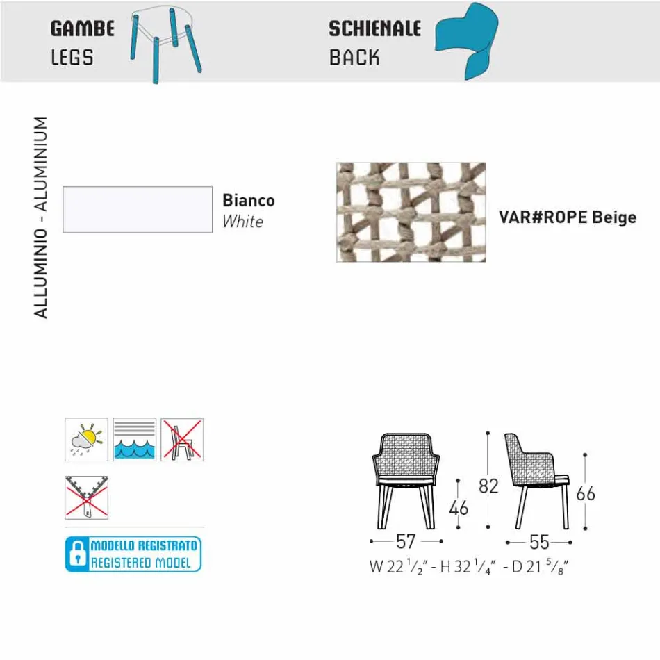 Varaschin Emma poltrona da esterno imbottita di design moderno Viadurini