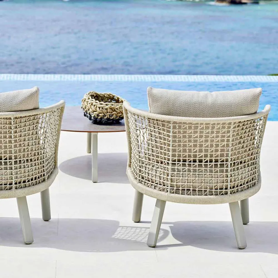 Varaschin Emma poltrona da giardino imbottita in tessuto e metallo Viadurini